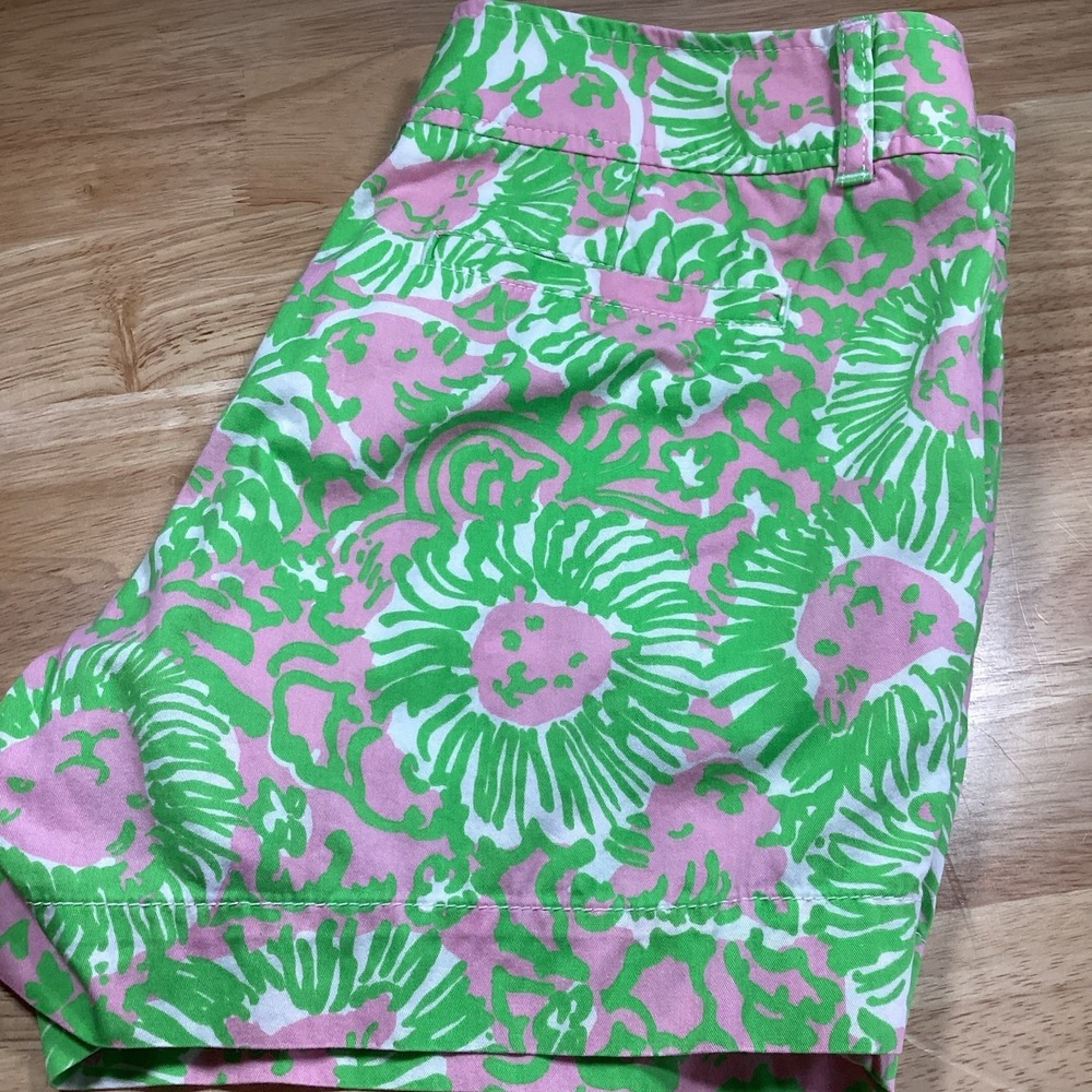 Lilly Pulitzer The Callahan Shorts 5" Pink Green Sunnyside Lioness Chino Style 8